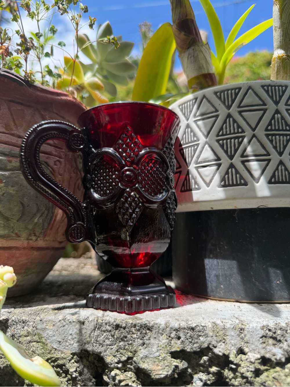 AVON Ruby Red Cape Cod Footed Pedestal Mug Holiday Collectable - Picture 4 of 10